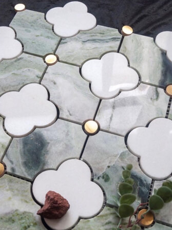 โมเสคหินอ่อน TIMELESS TILES รุ่น MAJESTIC FLORAL 20X20 ซม. สีเขียวอ่อน JADE GREEN_4